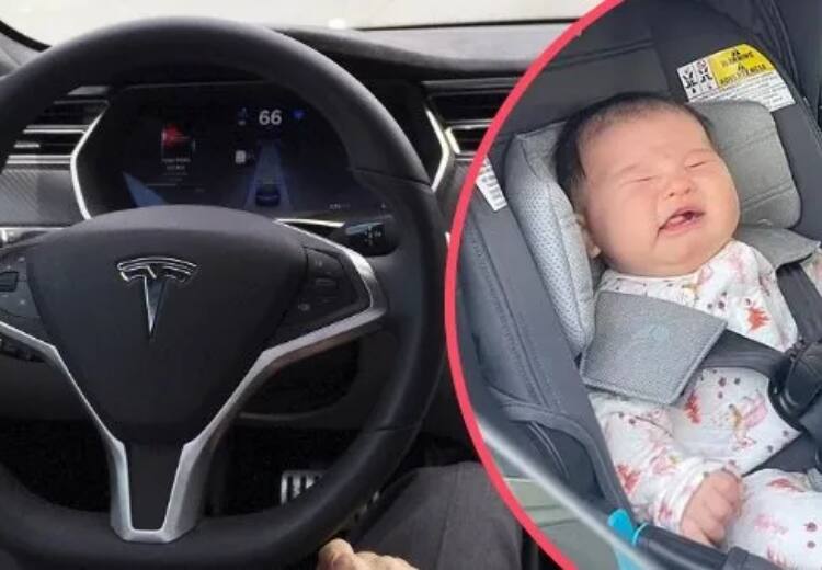 A baby born in Philadelphia when Tesla car was in autopilot making her Worlds first Tesla baby Tesla Baby | `உலகின் முதல் டெஸ்லா பேபி’ - அமெரிக்காவில் டெஸ்லா காரில் பிறந்த குழந்தை!