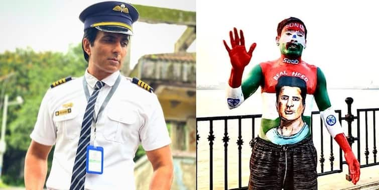 Sonu Sood: Man paints Sonu Sood on body actor shares Pictures Sonu Sood: শরীরজুড়ে 'রিয়েল হিরো', আপ্লুত সোনু শেয়ার করলেন ছবি