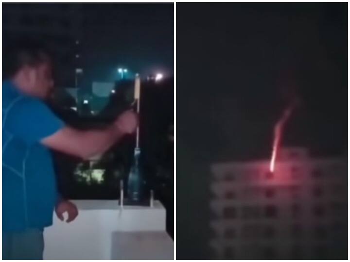 Viral Video of rocket bomb blasts in near by building Watch: मस्ती में जलाया रॉकेट बिल्डिंग में जाकर फटा, नतीजा निकला खतरनाक!