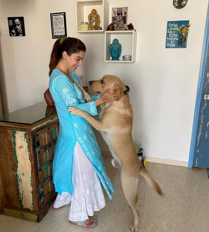 ఆమె ఓ పెద్ద కుక్కను పెంచుతోంది. పేరు బెర్లిన్ పిర్జాదా. - Image Credit: Mehreen Pirzada/ Instagram