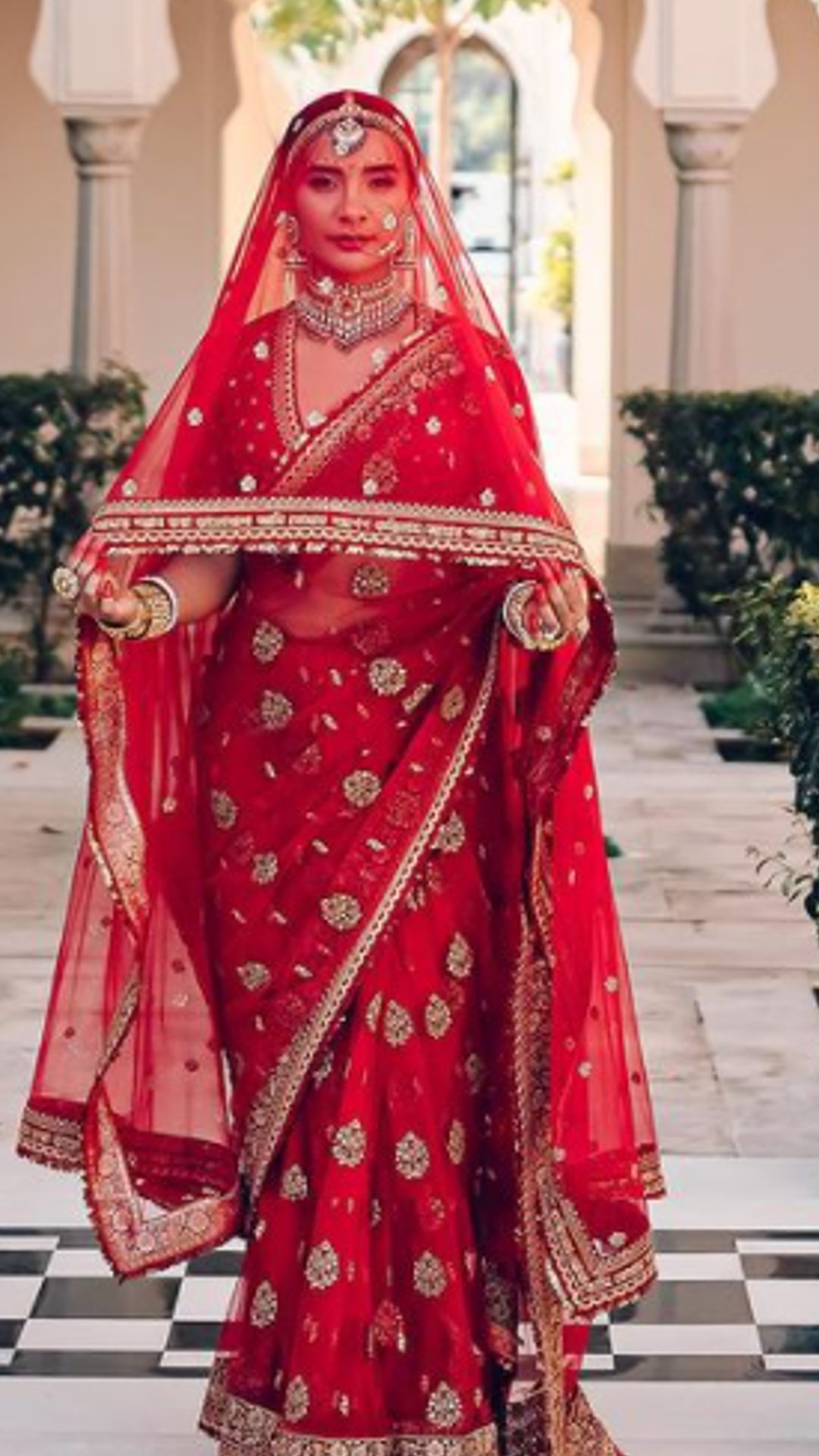 Sabyasachi inspired Red Bridal lehenga choli with soft net Dupatta | I –  Vara Vastram