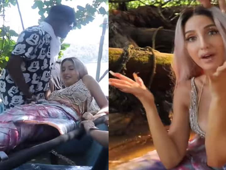 Nora fatehi Dance Meri Rani song making It was not easy for Nora Fatehi to become a mermaid in this song, share bts video of dance meri rani Nora fatehi Dance Meri Rani: नोरा फतेही के लिए आसान नहीं था गाने में जलपरी बनना, शूटिंग के दौरान हो गई थी बुरी हालत!