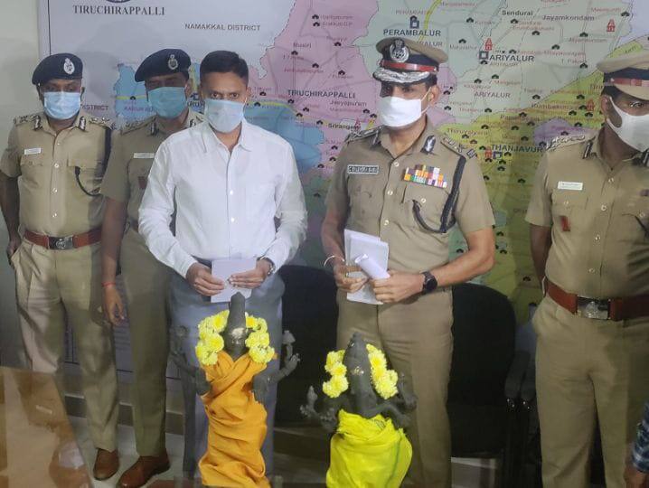 Recovery of magical Swami idols 29 years ago, - Idol Smuggling Prevention Unit Police 29 ஆண்டுகளுக்கு முன் மாயமான சுவாமி சிலைகள் மீட்பு - டிஜிபி பாராட்டு