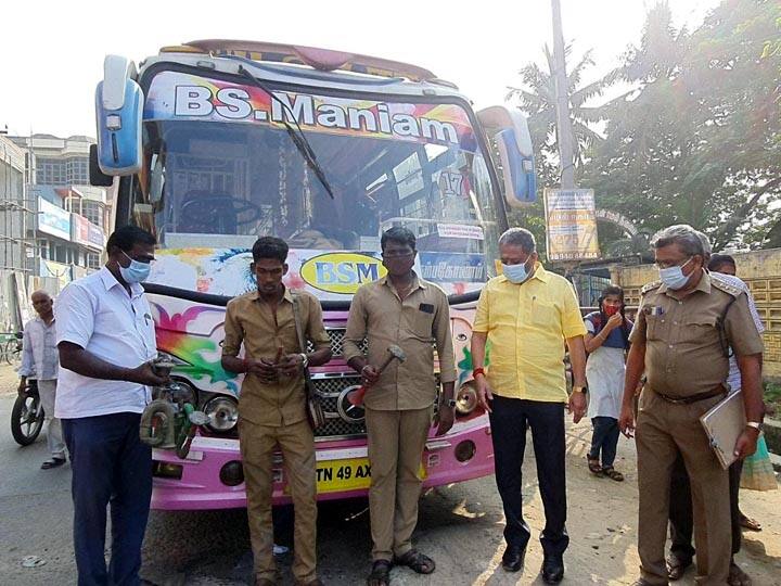 Buses deafening public ears by air horn - RTO revoking renewal license ஏர் ஹாரன் மூலம் பொதுமக்கள் காதுகளை பதம்பார்த்த பேருந்துகள் - புதுப்பிக்கும் உரிமத்தை ரத்து செய்த ஆர்டிஓ