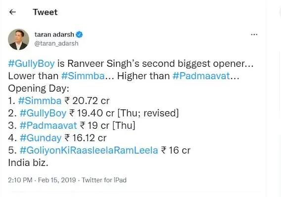 বিশেষজ্ঞদের মতে, রণবীরের কেরিয়ারের সফলতম ছবি হতে চলেছে ‘৮৩’। প্রথম দিন থেকেই বক্স অফিসে চমকপ্রদ সাফল্য পেতে পারে ছবিটি। ছবি সৌজন্যে ট্যুইটার/https://twitter.com/taran_adarsh