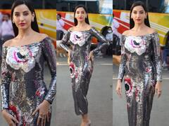Nora Fatehi Photos: क्या खूब दिखती हो ! नोरा फतेही की नशीली आंखें, ऑफ शॉल्डर सीक्वेन ड्रेस खूब जची, बिग बॉस से मिलने रानी बनकर निकलीं