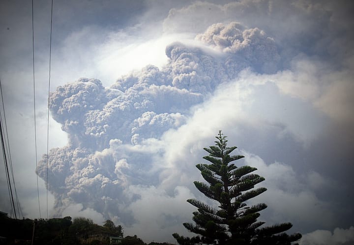 Saint Vincent and the Grenadines islands, located in the southern Caribbean, were devastated after a massive eruption of the La Soufrière volcano in April 2021. The ash rose to 32,000 feet after the first explosion, followed by five more eruptions. In September, the Cumbre Vieja volcano erupted on La Palma in the Spanish Canary Islands, destroying hundreds of properties and forcing thousands of people to flee their homes. The eruption continued until December 13. (File Photo/AFP)