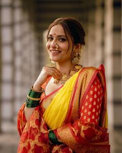 Ankita Lokhande Photos: नौवारी साड़ी पहन मराठी मुलगी बनीं अंकिता लोखंडे, लुक देख फैंस को याद आई मानव की अर्चना