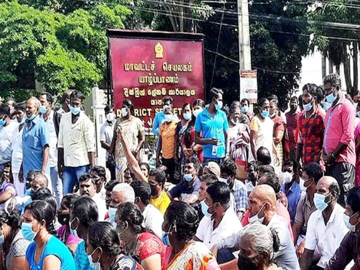 Sri Lankan fishermen protest in Jaffna against Tamil Nadu fishermen - Complaint over fishing using banned nets தமிழக மீனவர்களை கண்டித்து யாழ்பாண மீனவர்கள் போராட்டம் - தடை செய்யப்பட்ட வலைகளில் மீன்பிடிப்பதாக புகார்