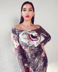 Nora Fatehi Photos: नशीली आंखों से नोरा फतेही कर रही हैं घायल, ऑफ शॉल्डर ड्रेस पहन यूं दिया ग्लैमरस पोज