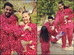 PICS | Neha Dhupia’s Matching Christmas Outfit With Her Babies & Hubby Is All Things Love!