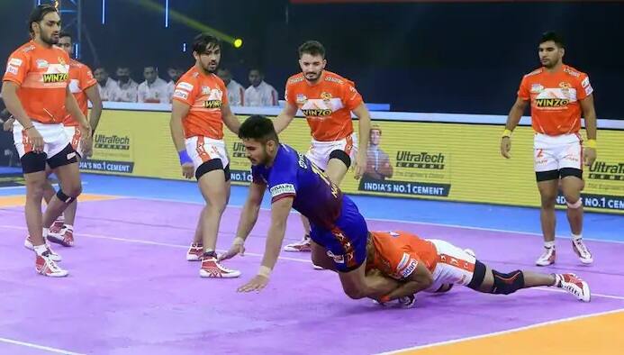 Pro Kabaddi League 2021  Gujarat Giants vs Dabang Delhi Pro Kabaddi League: નવીન કુમારે લગાવી સુપર 10 રેડની હેટ્રિક, Gujrat Giants સામે મેચ રહી ટાઇ