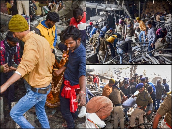 बिहार के मुजफ्फरपुर जिले में रविवार सुबह एक फैक्ट्री में बॉयलर फटने से सात लोगों की मौत हो गई और कई अन्य घायल हो गए. एक वरिष्ठ अधिकारी ने बताया कि इस घटना में फैक्ट्री की इमारत ढह गई और आसपास के कई भवनों को भी नुकसान पहुंचा है. (तस्वीर: पीटीआई)