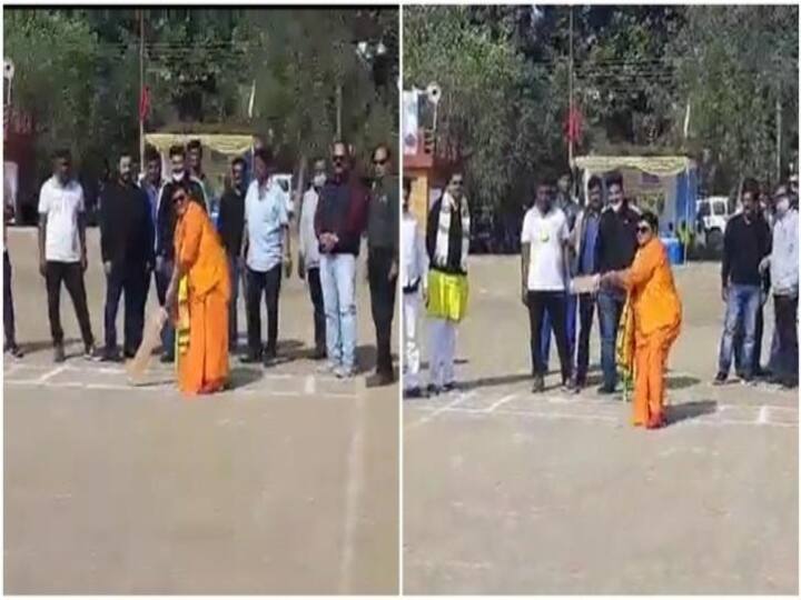 BJP Leader Sadhvi Pragya playing cricket video goes viral in social media Watch Video: உடம்பு முடியலனு ஜாமீன்; வெளியே வந்து கிரிக்கெட்டா?  தொடர்ந்து சர்ச்சையில் சிக்கும் பிரக்யா சிங்