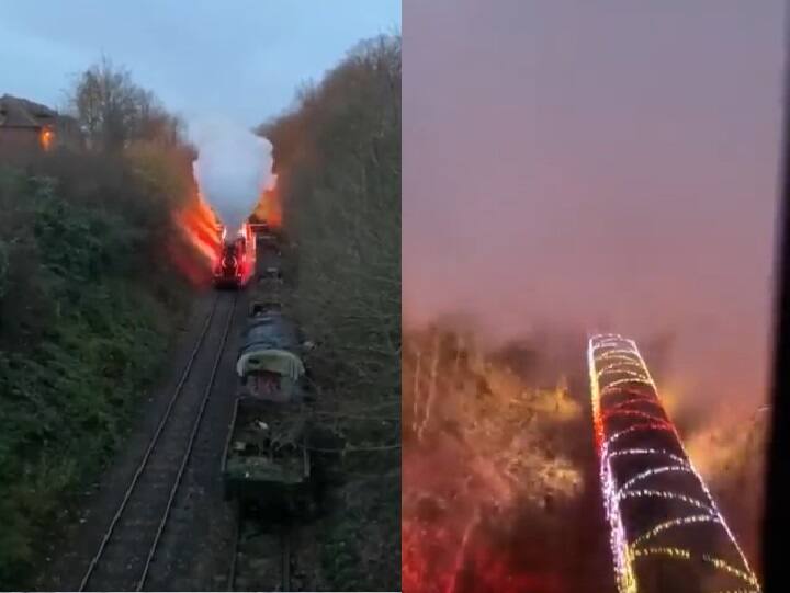 United Kingdom hampshire Train looks likes of Harry potter Hogwarts train Viral Video Watch: क्रिसमस के मौके पर लाइट्स से सजाई ट्रेन, वीडियो देख लोगों को याद आया 'Hogwarts'