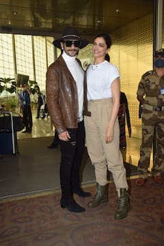 IN PICS: Ranveer Singh And Deepika Padukone's Airport Looks Are On-Point