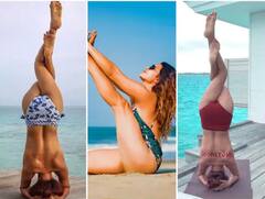 Yoga Photos: ਅਭਿਨੇਤਰੀ ਨੇ ਪੂਲ ਸਾਈਡ 'ਤੇ ਟਾਪਲੈੱਸ ਯੋਗਾ ਨਾਲ ਉਡਾਏ ਹੋਸ਼, ਮੁਸ਼ਕਲ ਯੋਗਾਸਨ ਨਾਲ ਦਿੰਦੀ ਕਰੀਨਾ-ਮਲਾਇਕਾ ਨੂੰ ਮਾਤ