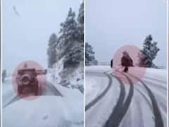 Watch: जम्मू कश्मीर में बर्फीली सड़क के कारण बैरियर्स तोड़कर खाई में गिरी कार, हैरान कर देगा वीडियो