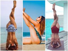 Yoga Photos: पूलसाइड पर इस एक्ट्रेस ने टॉपलेस योगा से उड़ाए होश, मुश्किल योगासन से देती हैं करीना-मलाइका को मात