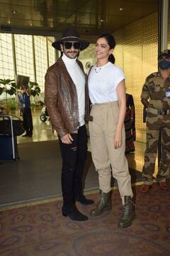 Fly High In Style: पत्नी Deepika के साथ एयरपोर्ट पर स्पॉट हुए Ranveer Singh, भीड़ में 'मस्तानी' को प्रोटेक्ट करते दिखे रणवीर