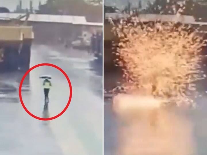 Video Of Man Hit by Lightning Strike Goes Viral ఓ మై గాడ్.. రోడ్డుపై నడుస్తుంటే నెత్తిపై పడిన పిడుగు.. వీడియో వైరల్
