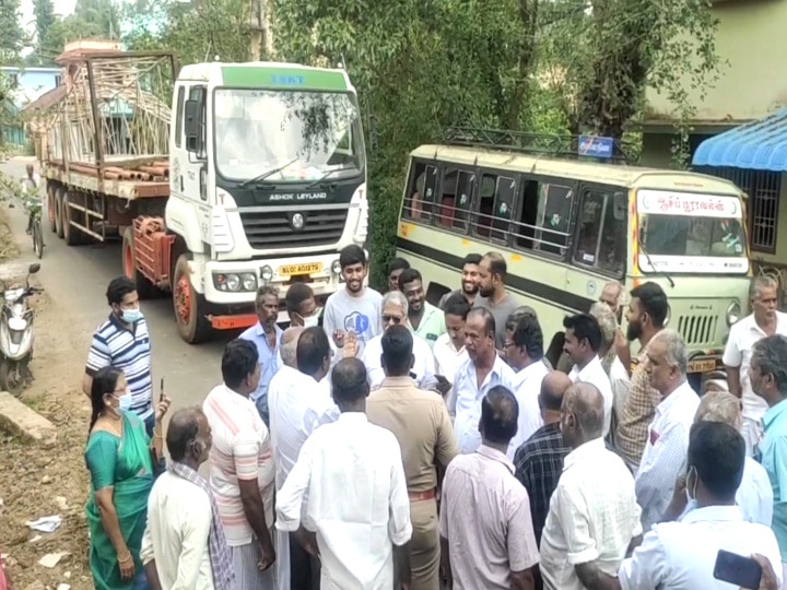 எண்ணெய் கிணறு அமைக்க தளவாட பொருட்களை ஏற்றி வந்த ONGC லாரியை தடுத்து நிறுத்திய மக்கள்