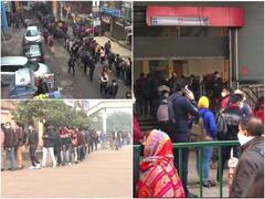 Delhi में Metro Station के बाहर लगी लंबी कतार, 50 फीसदी यात्री ही कर सकेंगे सफर, देखें Photos