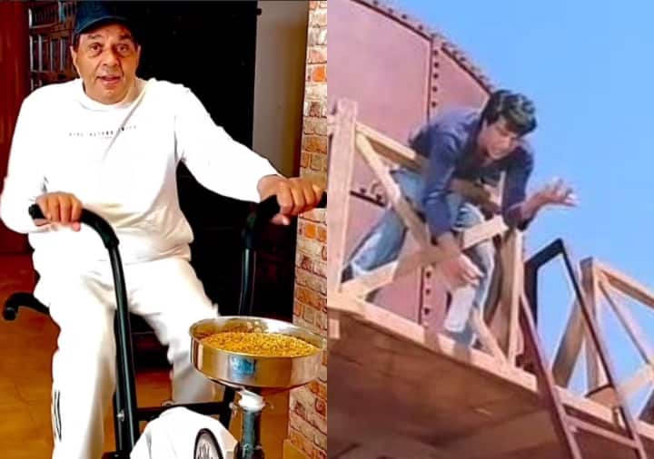 Dharmendra recreate sholay film's superhit scene chakki peecing as he grinds wheat in his farmhouse Sholay Scene: 86 साल की उम्र में Dharmendra ने एक बार फिर किया शोले फिल्म का 'चक्की पीसिंग' सीन रिक्रिएट