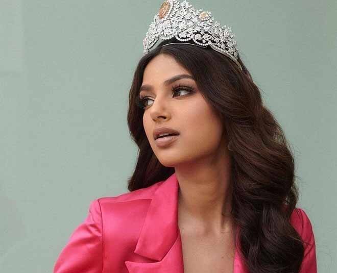 Hair skin secret of miss universe harnaaz sandhu મિસ યૂનિવર્સ હરનાઝે બ્યુટી કોન્ટેસ્ટમાં કેવો મેકઅપ કર્યો હતો અને એ કોણે કરી આપ્યો હતો, જાણો