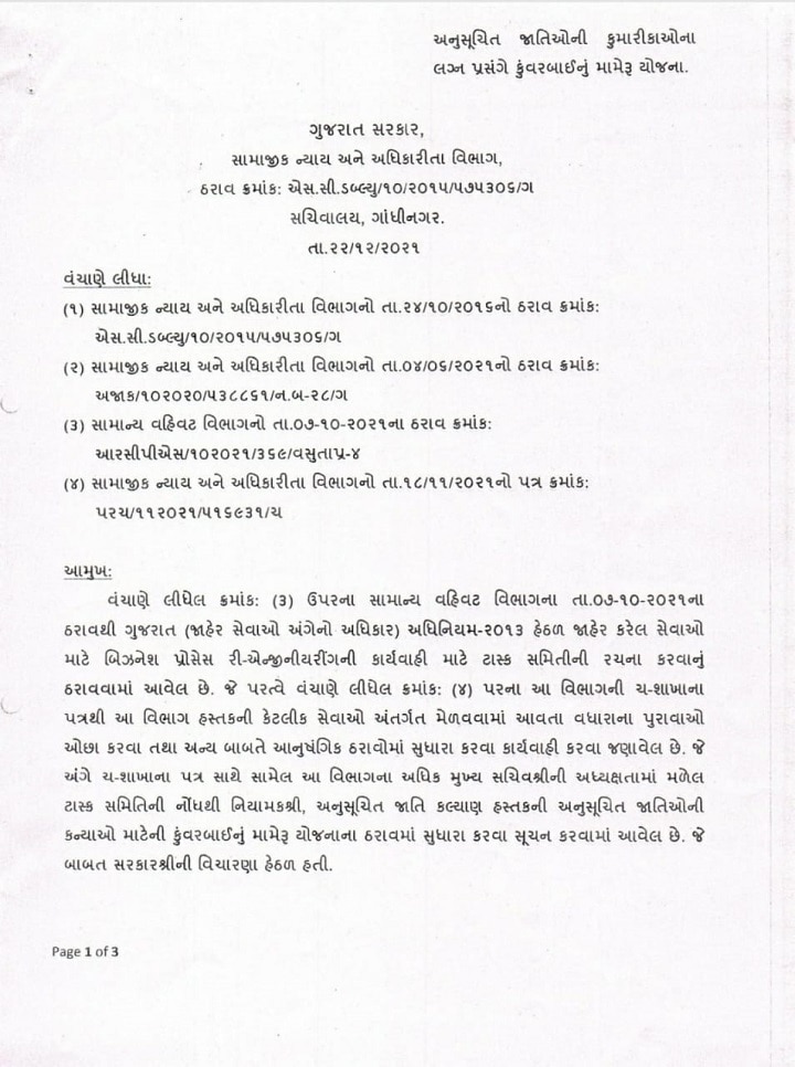 ગુજરાત સરકારે કુંવરબાઇ મામેરા યોજનાને લઈને કરી મોટી જાહેરાત, જાણો શું લેવાયો મોટો નિર્ણય?