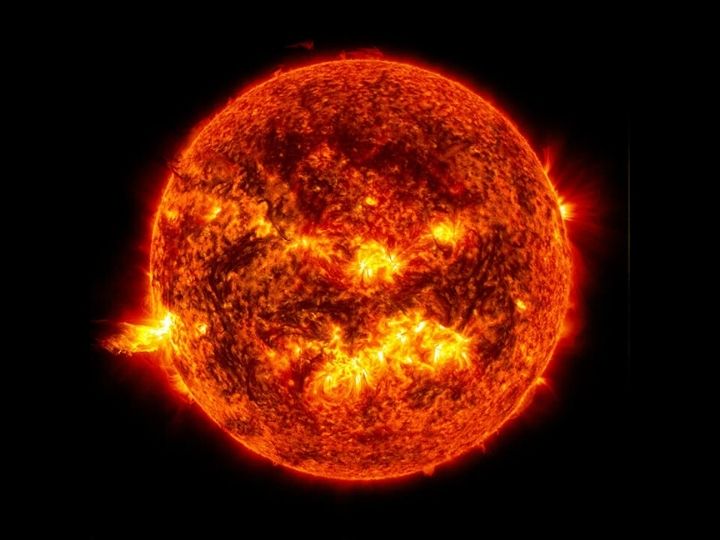 The sun with solar flares
