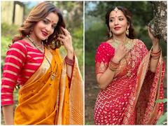 Monalisa Saree Look: ट्रेडिशनल लुक में भी अपनी अदाओं से फैंस के दिलों पर बिजली गिराती हैं मोनालिसा, यकीन न हो तो देखें तस्वीरें