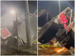 Watch: रेस ट्रैक पर टक्कर के बाद हवा में उड़ी कार, जमीन पर आते ही उड़ गए परखच्चे