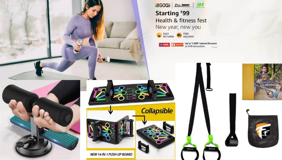 Amazon Deal: अनफिट क्यों रहना जब सिर्फ 900 रुपये में मिल रहे हैं घर पर एक्सरसाइज करने के सामान Amazon Offer On Home Gym Tools Buy Home Gym Equipment for Exercise How to Make Gym at home Basic Tools for Home Gym Best Dumbbell Set For Home Gym Buy Push Up Bar Amazon Deal: अनफिट क्यों रहना जब सिर्फ 900 रुपये में मिल रहे हैं घर पर एक्सरसाइज करने के सामान