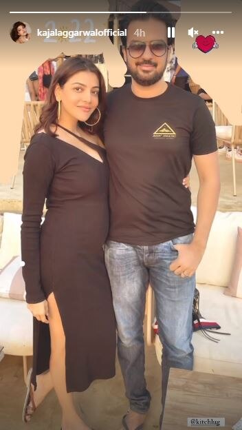 Kajal Aggarwal Shows Off Her Baby Bump In A Bodycon Dress, Twins With Hubby Gautam Kitchlu