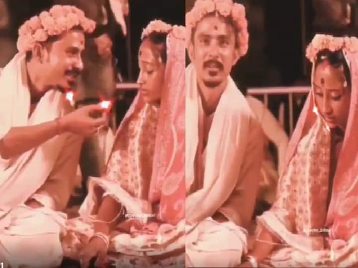 Funny Viral Video of Bride and Groom trending video of groom tries to feed bride sweets and bride do this Watch: शादी के मंडप पर मस्ती कर रहा था दूल्हा, दुल्हन ने इस तरह सिखाया सबक!