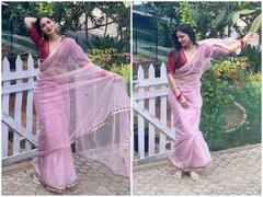 Shraddha Arya Photos: बिकिनी छोड़ डीप नेक ब्लाउज पहन श्रद्धा आर्या ने बिखेरा जलवा, नेट की साड़ी में दिखा किलर लुक