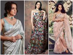 Kangana Ranaut Saree Photos: कंगना रनौत साड़ी में लगाती हैं ग्लैमर का तड़का, खूबसूरती में देती हैं न्यू कमर्स को मात