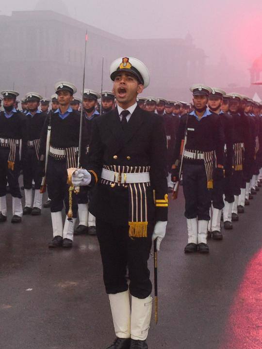 गणतंत्र दिवस परेड की रिहर्सल में दिखा जोश