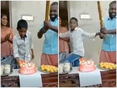 Watch: पार्टी पॉपर ने केक काट रहे बच्चे को डराया, लोगों की छूटी हंसी, Video Viral