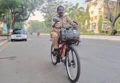 `8 ரூபாய் செலவு செய்தால் 50 கிலோமீட்டர் பயணம்!’ - சைக்கிளை ஈ-சைக்கிளாக மாற்றிய நபர்!