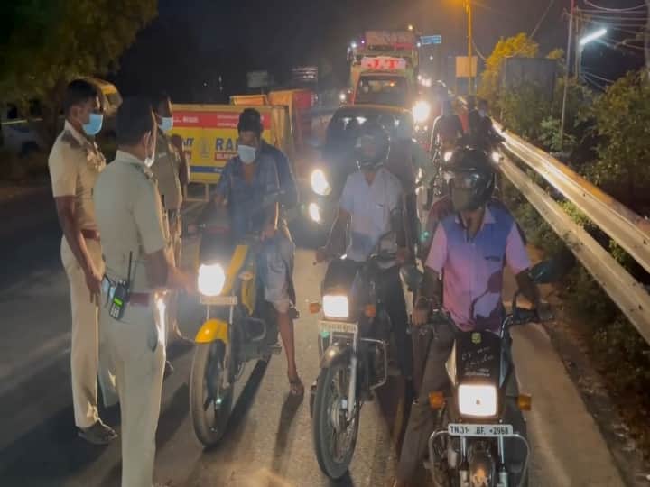 Vehicles circulating in Cuddalore at night time curfew - alert sent by police கடலூரில் இரவு நேர ஊடரடங்கில் சுற்றித்திரிந்த வாகனங்கள் - எச்சரித்து அனுப்பிய போலீஸ்