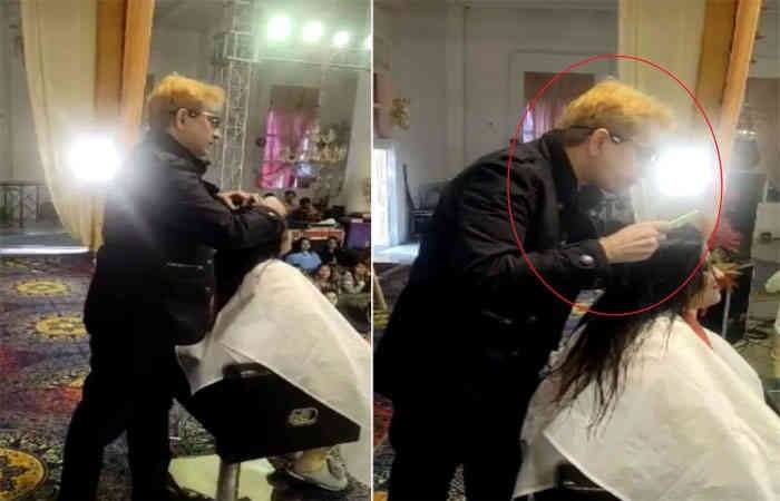 Controversy : hair stylist jawed habib spitting on a woman hair while hair cutting જાણીતો હેર સ્ટાઇલિસ્ટ વિવાદમાં, વાળ કપાવવા આવેલી મહિલાના માથામાં પહેલા થૂંક્યો ને પછી.......