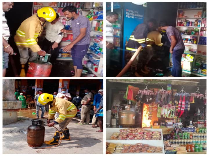 Gas cylinder fire at shop at Thiruvannamalai bus stand - screaming public திருவண்ணாமலை பேருந்து நிலையத்தில் உள்ள கடையில் கேஸ் சிலிண்டரால் தீ விபத்து - அலறி அடித்து ஓடிய பொதுமக்களால் பரபரப்பு