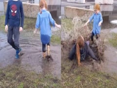 Watch: बच्चों को कीचड़ में खेलता देख मम्मी का चढ़ा पारा, पीटने लिए दौड़ी तो खुद ही हो गई चारों खाने चित