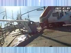 VIDEO: US Pilot's Miraculous Escape As His Crashed Cessna Plane Is Hit By Speeding Train
