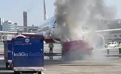 Watch: Tow Vehicle Bursts Into Flames Near Air India Plane At Mumbai Airport