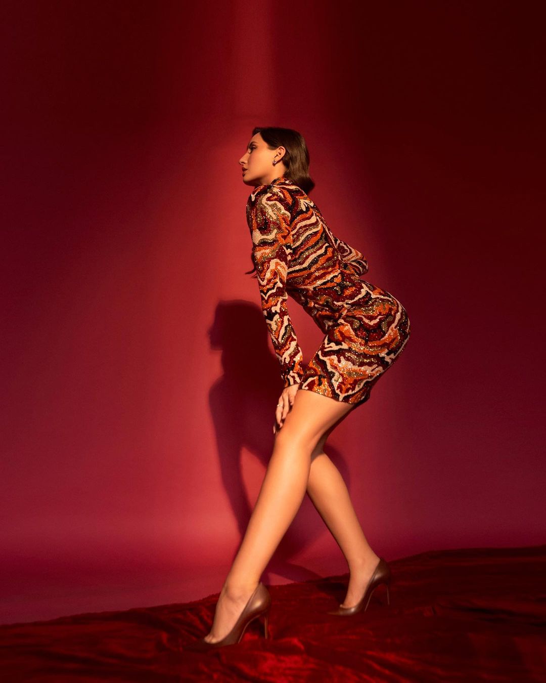 Nora Fatehi In A Multicoloured Leopard Print Mini Dress – See PICS