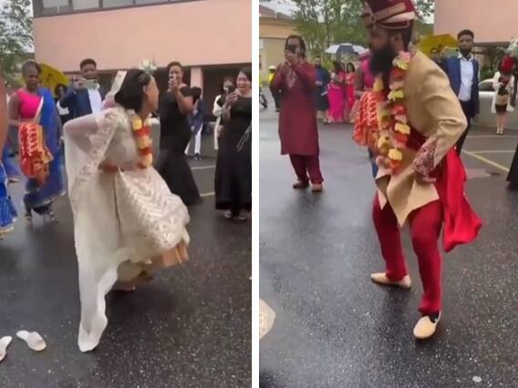 Watch: दुल्हन को दूल्हा दिखा रहा था डांस स्टेप्स, अचानक दुल्हन ने उतारी चप्पल और किया ये काम Watch: दुल्हन को दूल्हा दिखा रहा था डांस स्टेप्स, अचानक दुल्हन ने उतारी चप्पल और किया ये काम