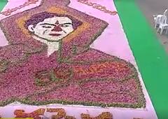 ఖమ్మం రైతు బంధు ఉత్సవాల్లో ఆకట్టుకుంటున్న కూరగాయల తో చేసిన కెసిఆర్ చిత్రం